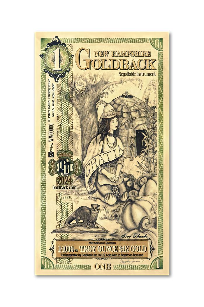 New Hampshire 1 Goldback — front