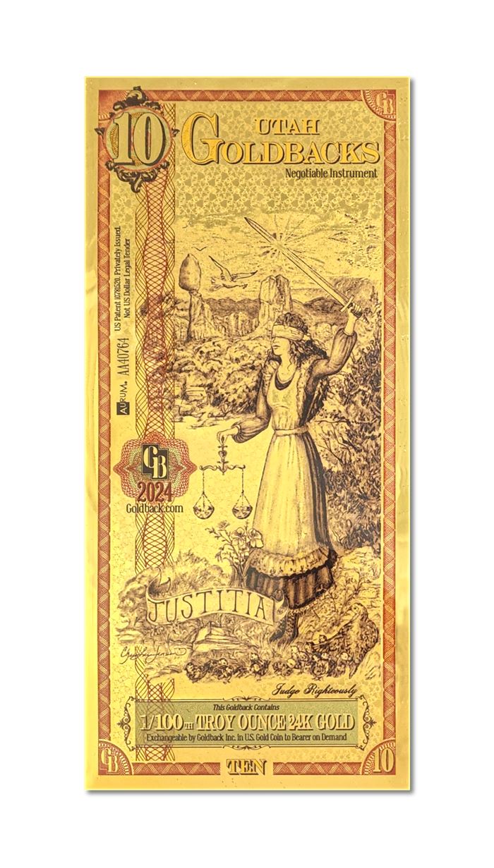 Utah 10 Goldback — front